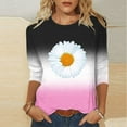 thumbnail image 2 of QATAINLAV Hauts à Manches 3/4 pour Femmes, Mode 2025, Blouse à Imprimé Dégradé, T-Shirts Graphiques Floraux Mignons, Col Rond Décontracté d'Été, Soldes Prime, Blanc TG, 2 of 6