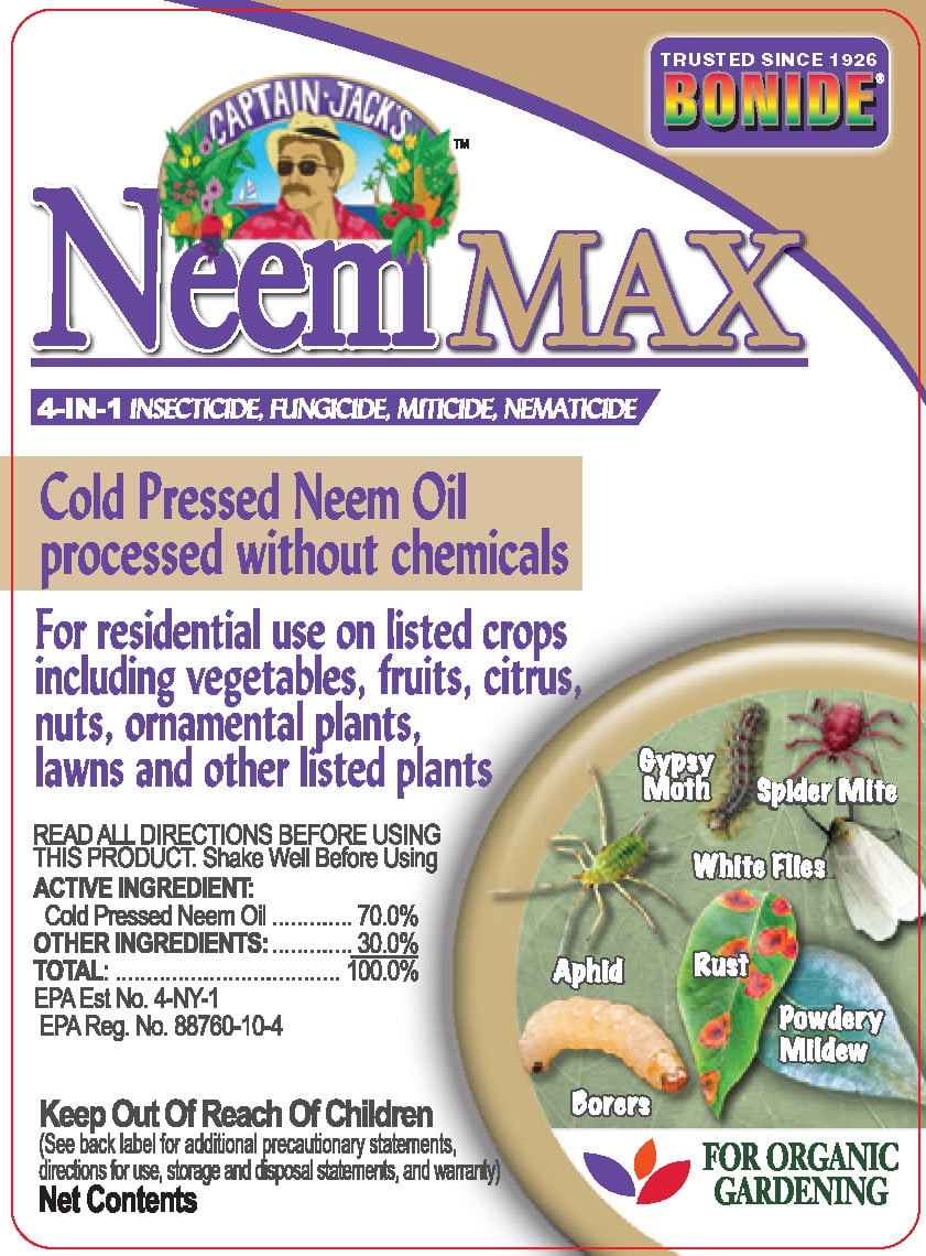 Bonide Captain Jack's 8 oz Neem Max Concentrate Controls Insects, Mites, Nematodes and Fungus