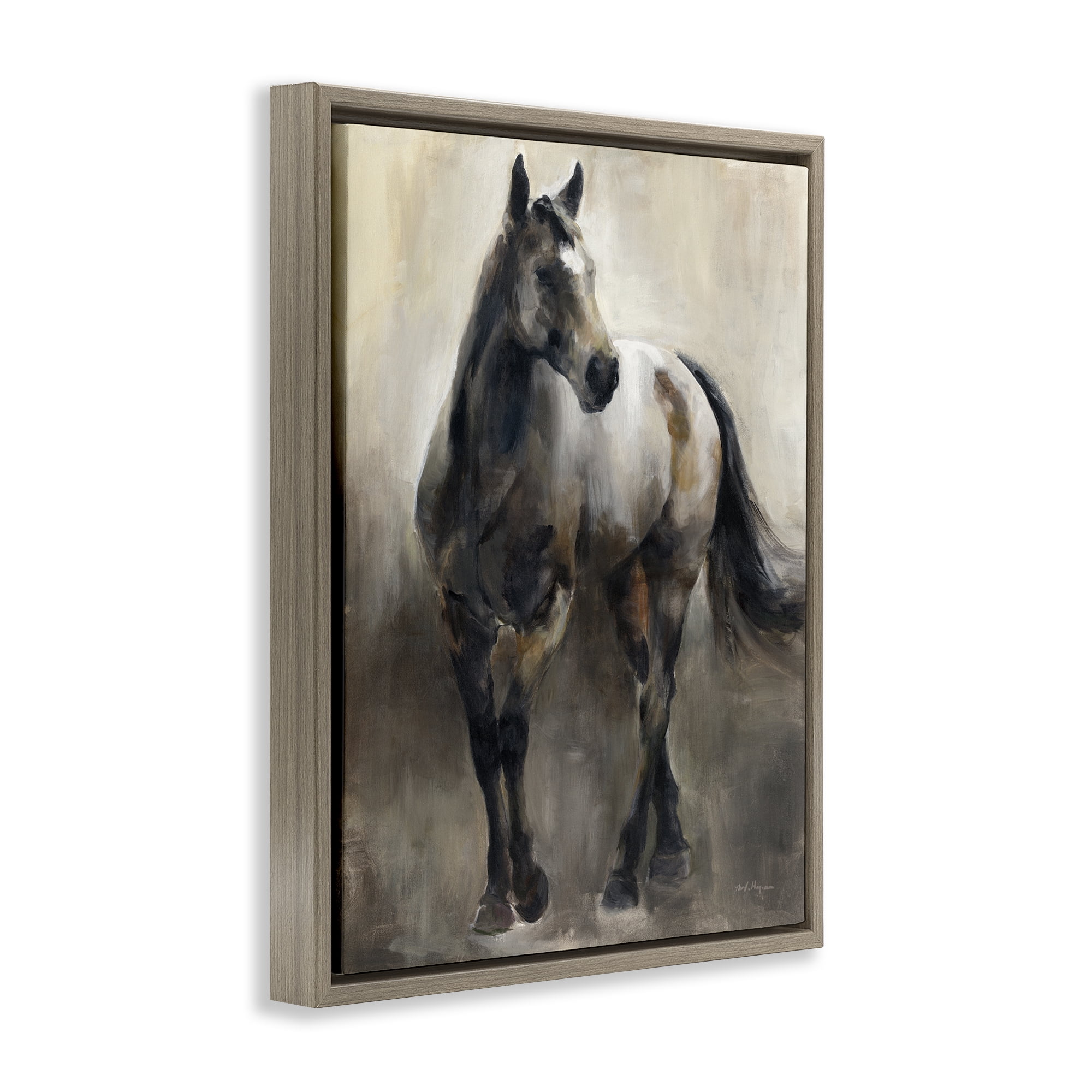 Stupell Industries Copper & Nickel Horse Animals Painting Brown Floater Framed Canvas Art Print Wall Art, 17 x 21