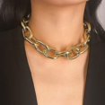 thumbnail image 1 of Gargantilla gruesa, cadena de eslabones cubanos de oro, collares gruesos, joyería punk para mujeres y niñas (cadena cubana dorada), 1 of 5