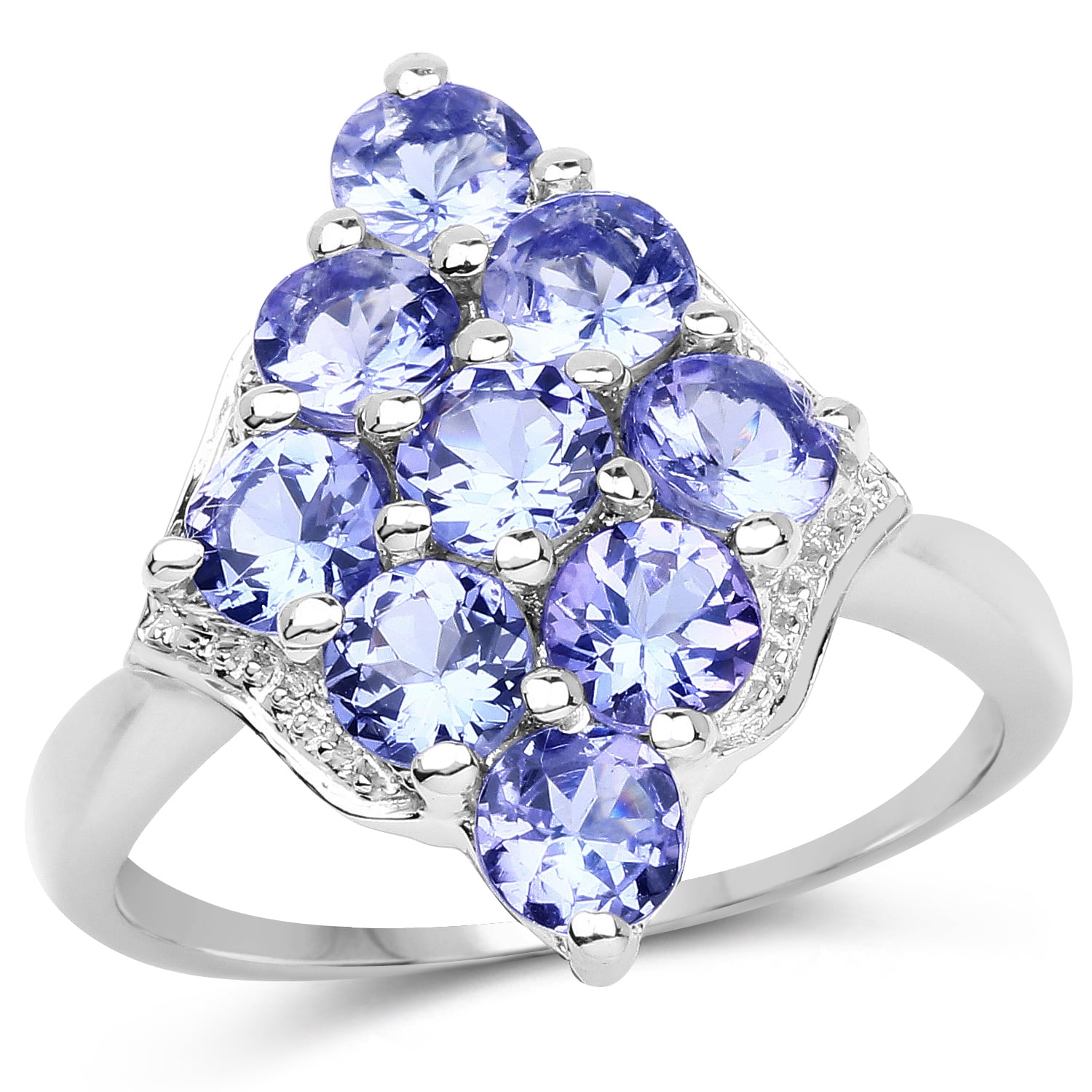 Genuine Round Tanzanite Ring in Sterling Silver Size 7.50 by Bonyak Jewelry
