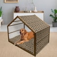 thumbnail image 2 of Camouflage Pet House, Pixel Art Style Blending in Environment Pattern Abstract Fashion Design, Outdoor & Indoor Portable Dog Kennel with Pillow and Cover, 5 Sizes, Brown Black Sepia, by Ambesonne, 2 of 4