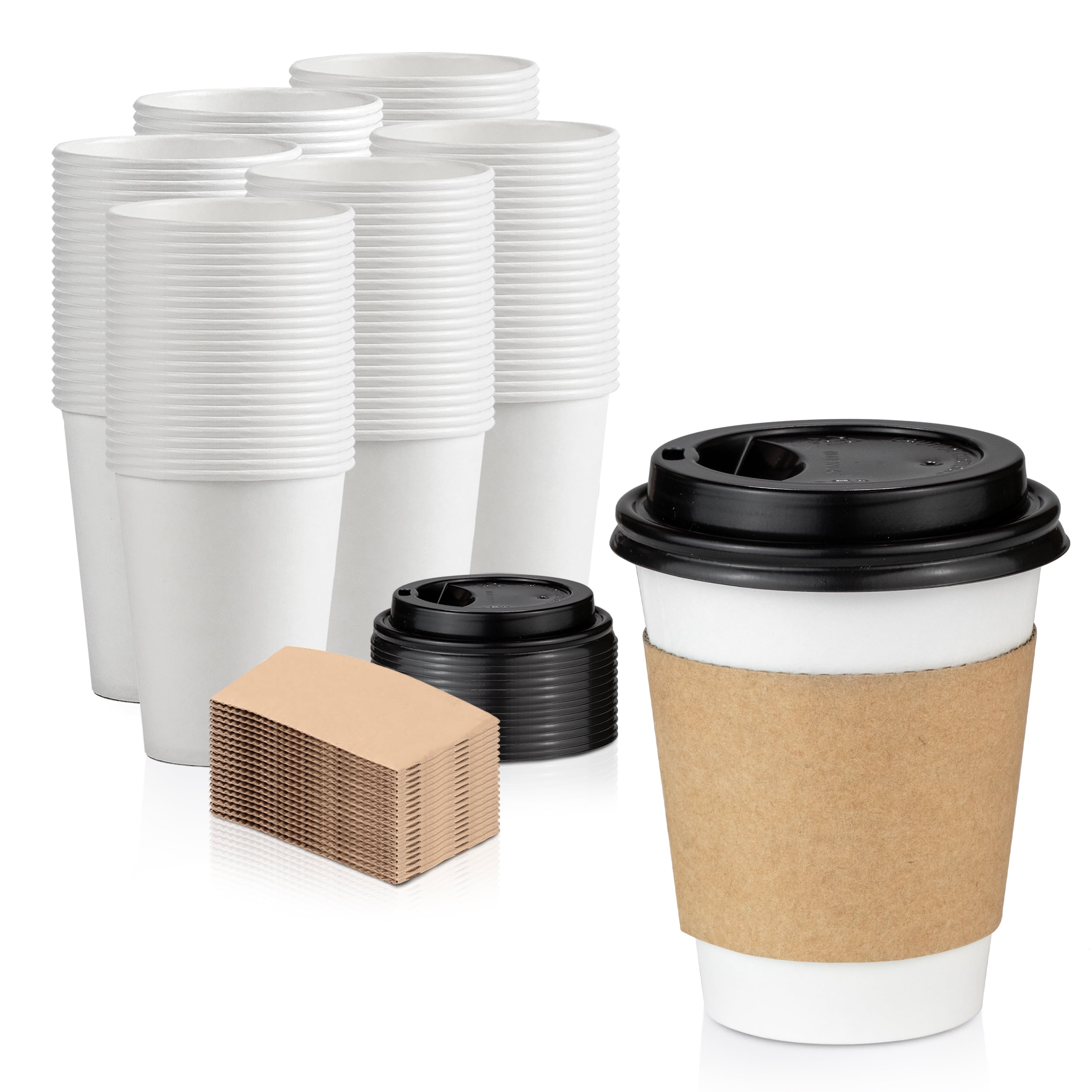 Triple Insulated Hot Drinks Paper Cups Coffee Catering Cafe Disposible Dome Lids 