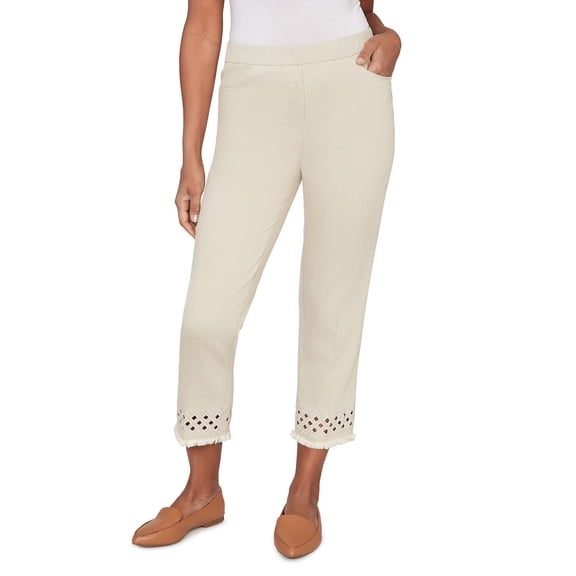 Alfred Dunner Womens Geometric Cut Out Flat Front Ankle Pant