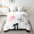 thumbnail image 2 of Manfei Valentine's Day 7-Piece Twin Bedding Sets for Teens Female Men,Dandelion Love Heart Bedding Comforter Set,Romantic Lover Couple Breathable Sheet Sets,Luxury Bedroom Decor,Reversible, 2 of 8
