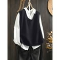thumbnail image 2 of Bovemsi Women's Spring Cotton Knit Vest - Back Button, Loose Oversized Sleeveless, Casual Versatile Layered Black Camisole, 2 of 9