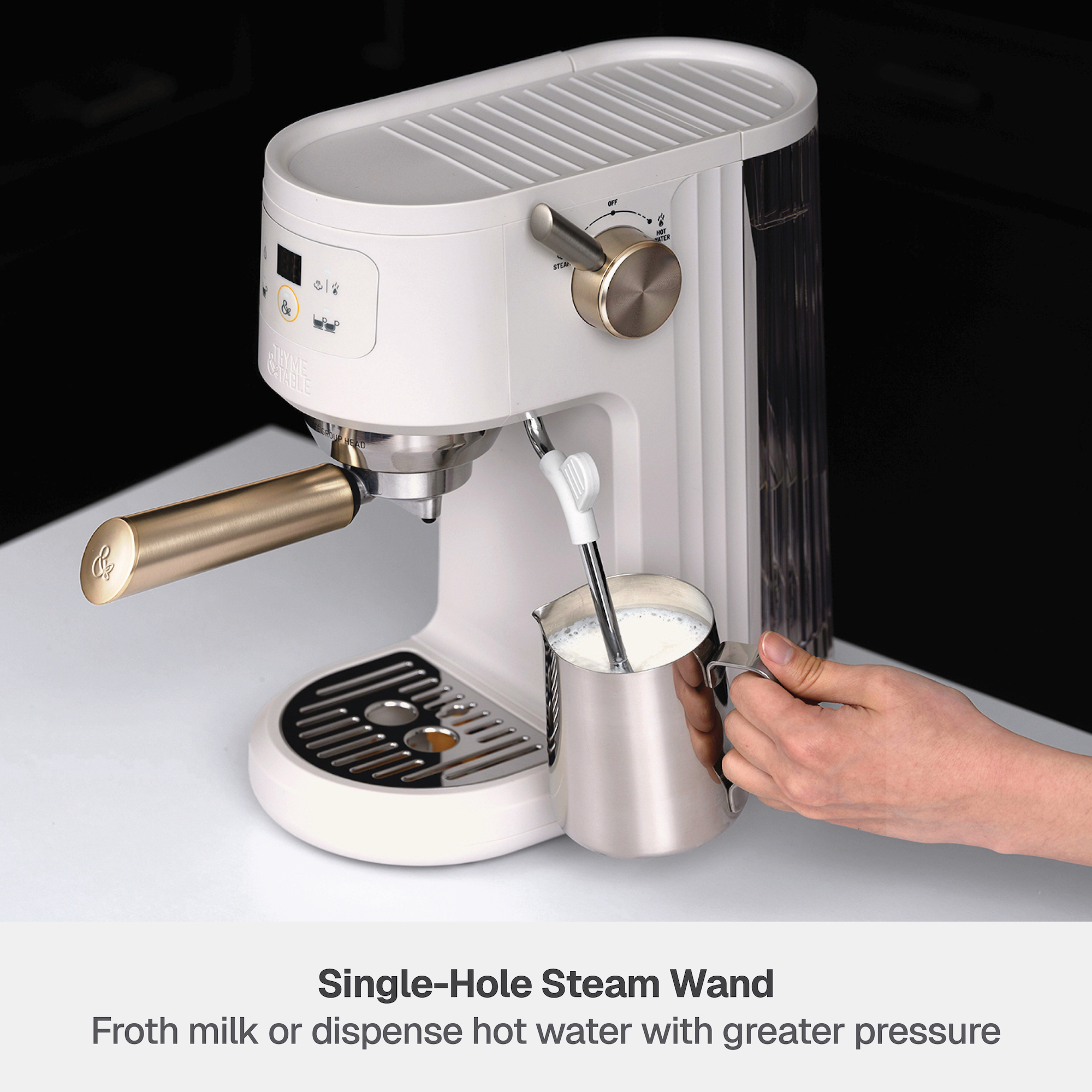 Thyme & Table Barista Mini Espresso Machine, Sand White photo 6