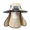 thumbnail image 2 of Sombrero de pescador con ventilador solar para exteriores, transpirable, de ala ancha, cómodo e impermeable. Caqui, 2 of 9