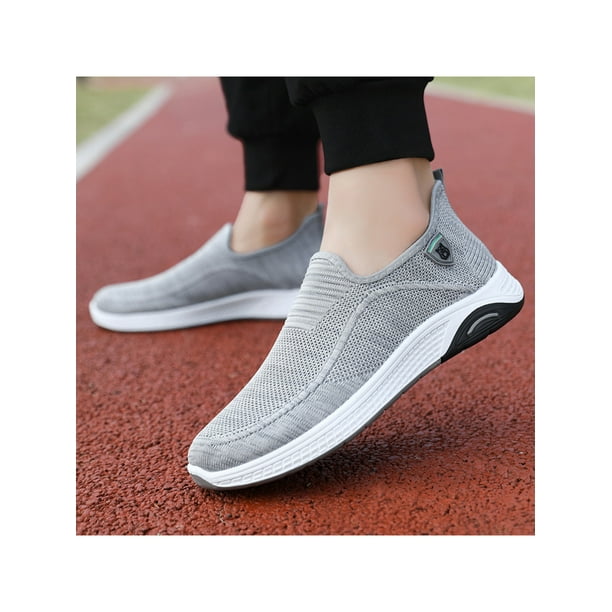 UKAP Men Walking Shoes Slip On Running Shoe Fitness Sneakers Outdoor Athletic Flats Lightweight Fashion Sneaker Gray 8.5