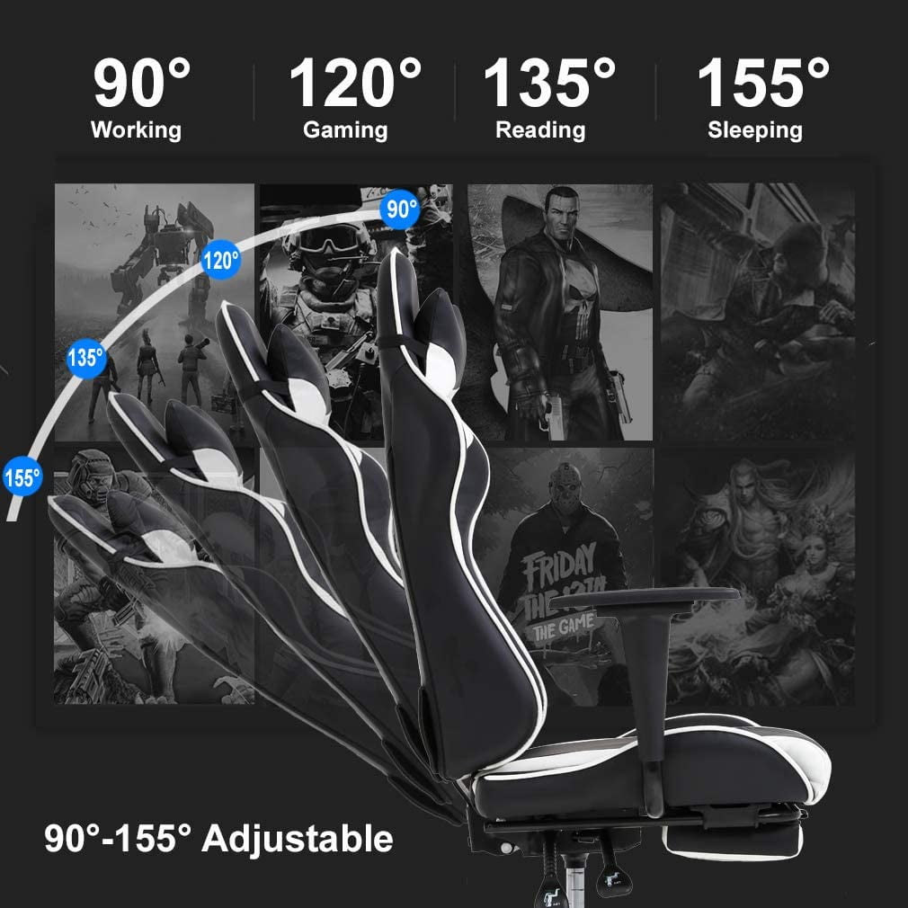 BestOffice Ergonomic Gaming Chair, Lumbar Support, Swivel Rolling for Men, Women(White)