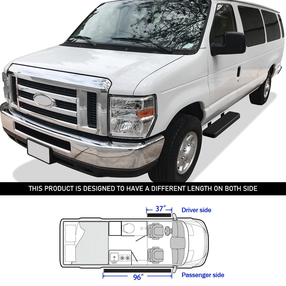 APS Running Boards 6-inch Matte Black Compatible with Ford Econoline 1999-2014 Full Size Van 3-Door Stainless Steel (Nerf Bars Side Steps Side Bars)