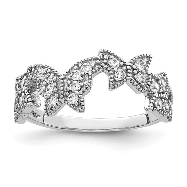 925 Sterling Silver Butterfly Cubic Zirconia Ring