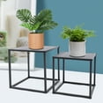 thumbnail image 5 of 2pcs Metal End Table Black 13.8in 15.7in Square Side Table Living Room Bedroom Portable Sofa Table Legs Outdoor Indoor Tray Coffee End Table for Balcony Office, 5 of 9