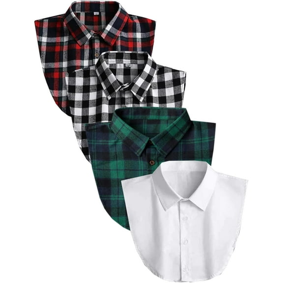 Zhengup 4 Packs Cotton Fake Collar Detachable Dickey Collar Blouse Half Shirts Faux False Collar for Women & Men Favors