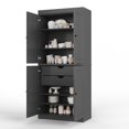 thumbnail image 3 of Palace Imports 100% Solid Wood Kitchen Pantry Storage Cabinet with Doors, Adjustable Shelves and 2-Drawers, Gray, 3 of 8
