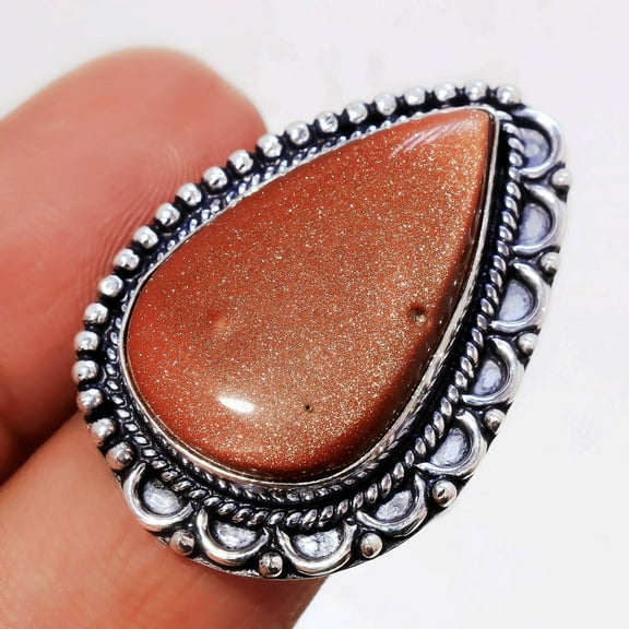 Goldstone Gemstone Handmade Fashion Ethnic Ring Jewelry 8.25" 54