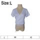 thumbnail image 2 of L Camiseta corta con cuello en V y cordón fruncido en la parte delantera para mujer, 2 of 5