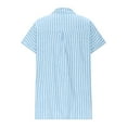 thumbnail image 5 of Olyvenn Women's Striped Cotton Linen Shirts Loose Lapel Summer Tops Dressy Casual Short Sleeve Trendy 2025 Tunic Blouse Sky Blue XXL, 5 of 6