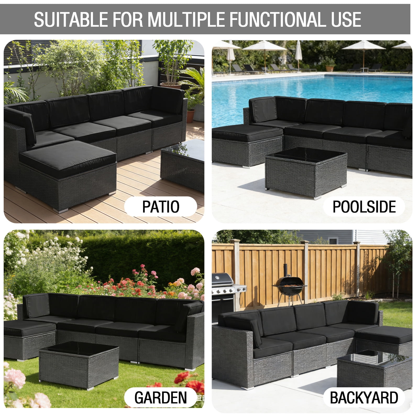 FKS LIFE Outdoor Cushions Covers Patio Sofa Washable Cushions Cover Furniture Cushion Slipcovers Sets (11 Pack)