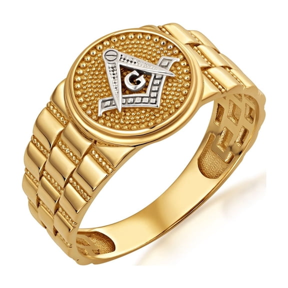 14K Solid Gold Mens Freemasons Signet Ring/Size 9