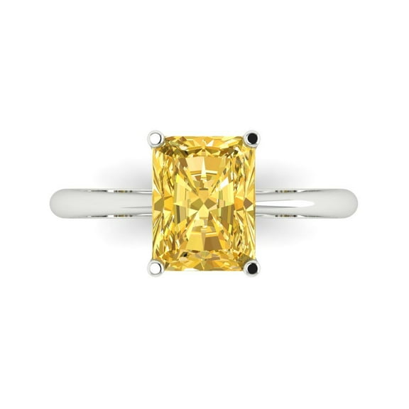 Solitaire Engagement Ring for Women - 2.5ct Natural Citrine in 18K White Gold Promise Ring