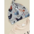 thumbnail image 4 of Newborn Baby Boy Girl Farm Outfit New to the Farm Romper Animal Chicken Cow Horse Print Long Pants with Hat 3Pcs Country Clothes Set, 4 of 7