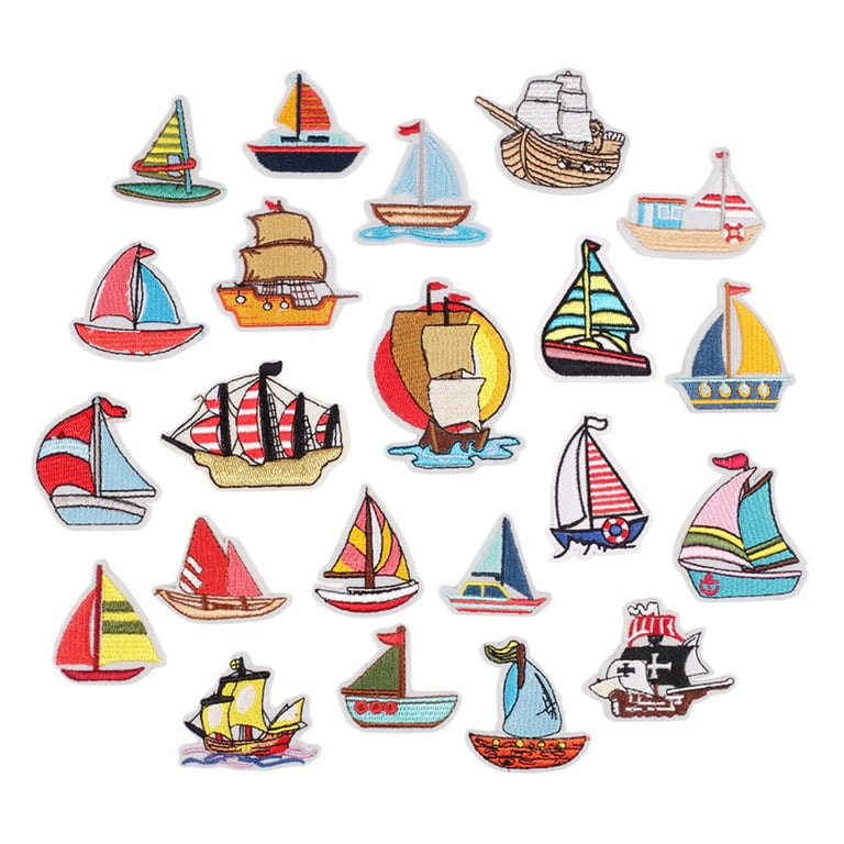 Embroidery Patch Applique Patches Clothing Stickers Cloth Sailboat  Accessories Garment Pattern Jackets Supplier Decals