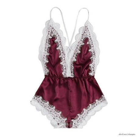 

Sexy Women Lace Silk Satin Bodysuit Lingerie Underwear Ladies Babydoll Nightwear