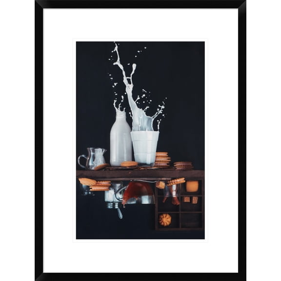 Global Gallery Dina Belenko 'Upside And Down Again (with Milk)' Framed Wall Art