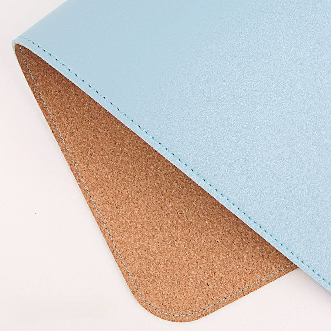 Desk Pad Cork Natural, Dual Side PU Leather Stitched Desk Mat Table