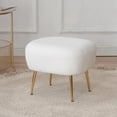 thumbnail image 4 of Modern Accent Chair with Ottoman Set,Teddy Fabric Lounge Chair with Footrest,Upholstered Sofa Chair Barrel Chair with Golden Metal Legs, for Living Room, Bedroom, Reading Room, Home Office, 4 of 9