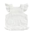 thumbnail image 1 of Baby Girl Summer Jumpsuit Solid Color Double Pockets Ruffled Edge Sleeveless Romper Birthday Gifts, 1 of 7