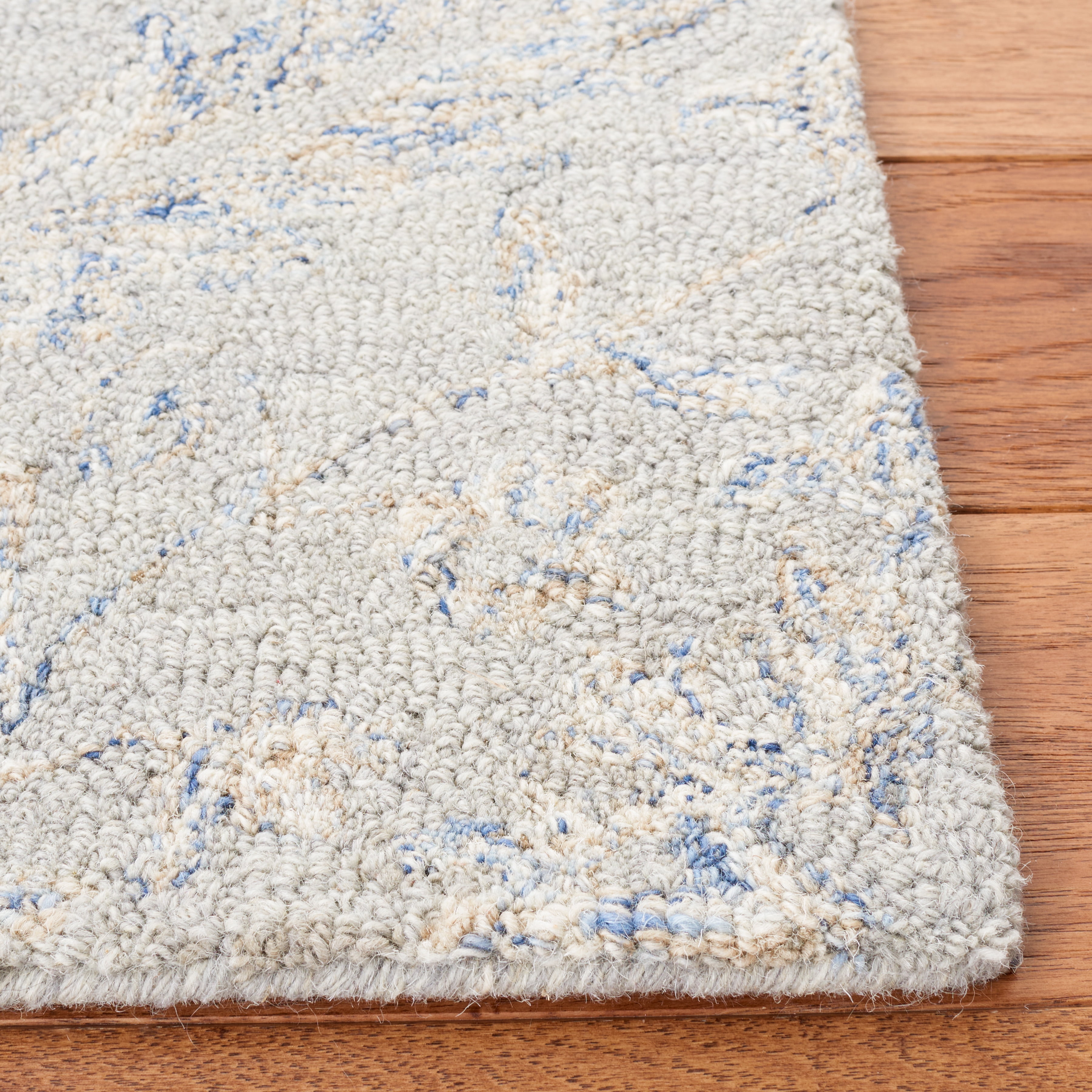 SAFAVIEH Micro-Loop Charlie Medallion Area Rug, Grey/Blue, 5' x 5' Square