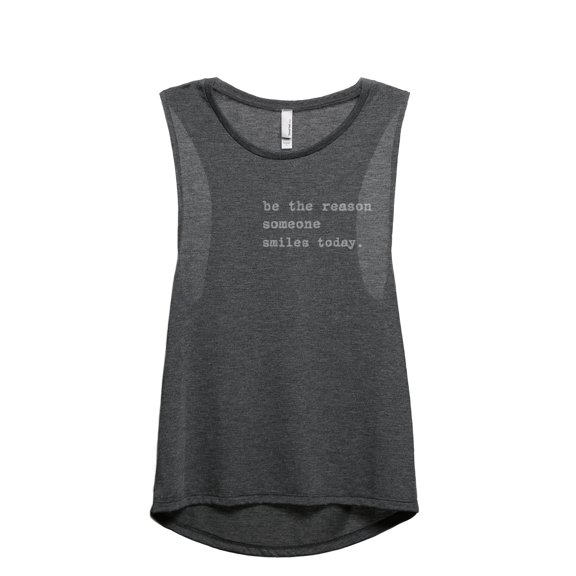 Reason Smile Today Women's Fashion Sleeveless Muscle Workout Yoga Tank Top Charcoal Grey Large