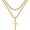 Gold, variant on Cross Necklace for Men,Stainless Steel Silver Black Gold Layered Chain Cross Pendant Necklace for Men Cuban Link Chain Box Chain Cross Necklace 16-26 Inches