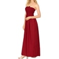 thumbnail image 2 of HAPPY BAY Women's Beach Summer Solid Smocked Top Maxi Evening Slit Dress Casual Strapless Tube Dresses for Women One Size Coral, Solid, 2 of 3