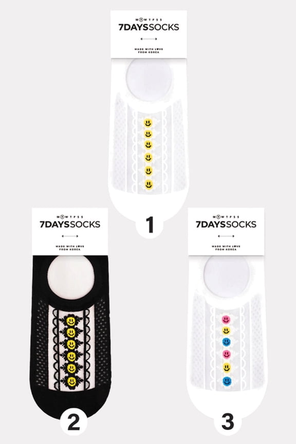 Women's No Show Line Smile See-Through Socks - 4 Pair Set