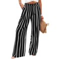 thumbnail image 2 of Jamsmile Women Pants Buttons Summer Stripe Print Casual Beach Pants Trousers High Waisted Wide Leg Pants With Pockets, 2 of 9