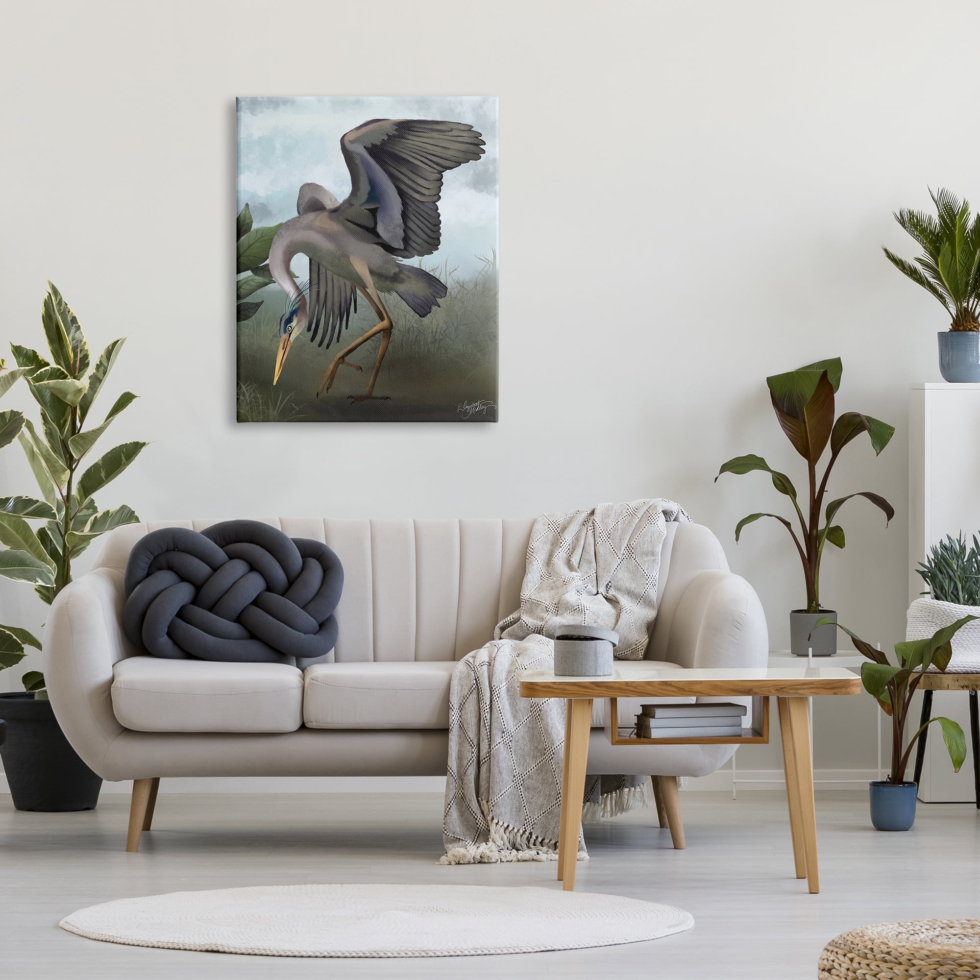 Stupell Industries Dancing Crane Portrait Animals & Insects Painting Gallery Wrapped Canvas Art Print Wall Art, 30 x 40