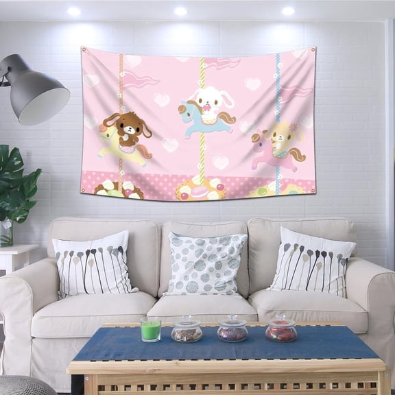AUQ Sugar Cute Animals Flag 4 Brass Grommets Wall Hanging. Wall Art for Living Room Bedroom Home Decor Cute Tapestry 3 * 5Ft