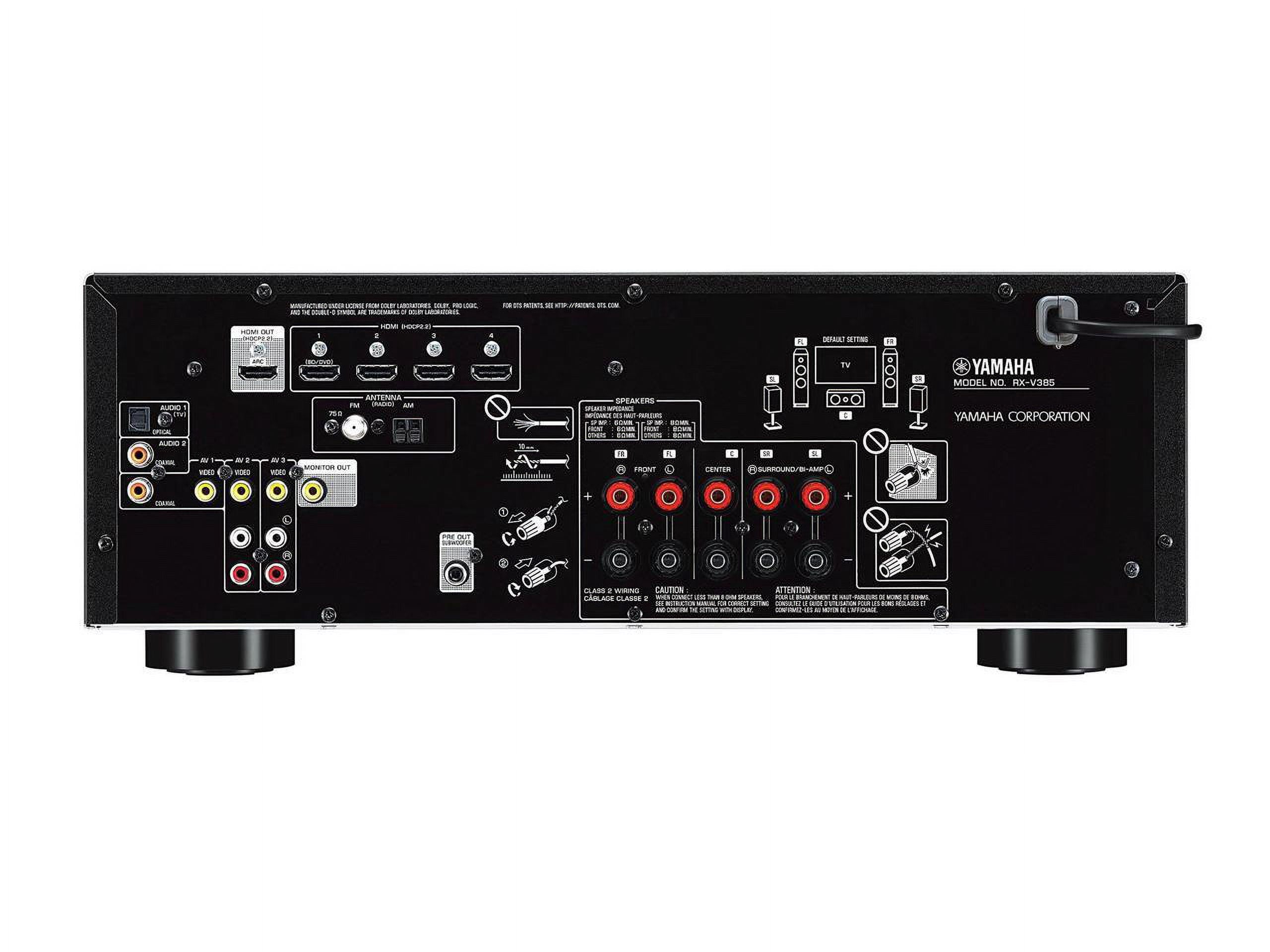 Yamaha 4K Bluetooth AV Receiver 5.1-Channel, RX-V385, Black