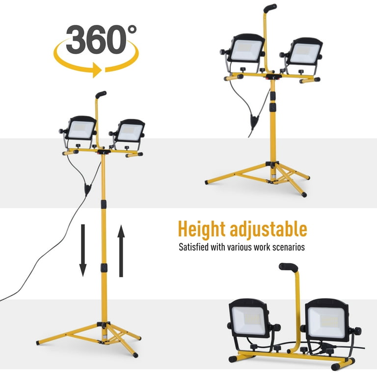 HOMCOM 10000 Lumen Dual Head Work Lights LED Tripod Stand Weather Resistant HOMCOM 10000 Lumen Dual Head Work Lights LED Tripod Stand Weather Resistant
