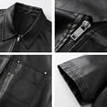 thumbnail image 5 of Men's Casual Jackets Lightweight Leather Jacket Short Sleeve Outerwear Jacket Fit, 5 of 8
