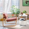 thumbnail image 2 of Round Sofa Side Table End Table with Storage Fabric Basket for Living Room Bedroom Removable Tabletop Home Nightstand, White, 2 of 8