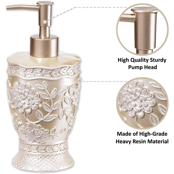 4pc Vine Bathroom Accessories Set Beige Resin Decor