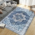 thumbnail image 2 of Haperlare 9' x 12' Area Rug for Living Room Washable Bedroom Vintage Floral Medallion Carpet for Floor Decoration, Blue, 2 of 7