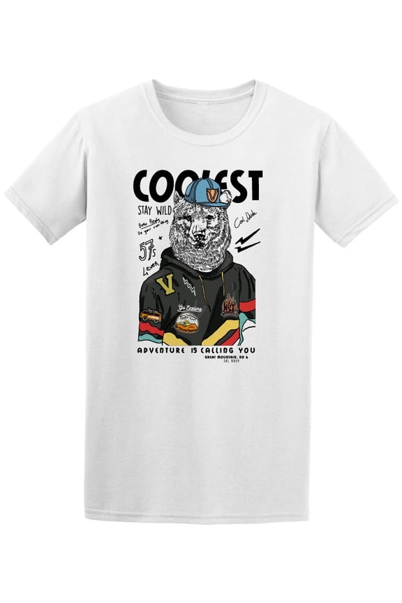 Coolest Adventurous Bear T-Shirt Men -Image by Shutterstock, Male 3X-Large