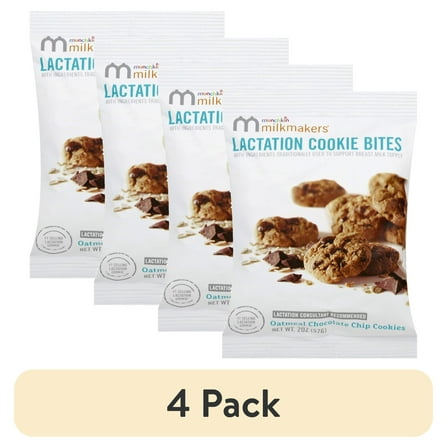 (4 pack) Munchkin Milkmakers Oatmeal Chocolate Chip Lactation Cookie Bites, 1 Bag