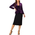 thumbnail image 2 of INSPIRE CHIC Blazer en Velours pour Femme, Couleur Unie, Col Châle, un Bouton, Veste de Tailleur pour le Travail, S Violet, 2 of 6