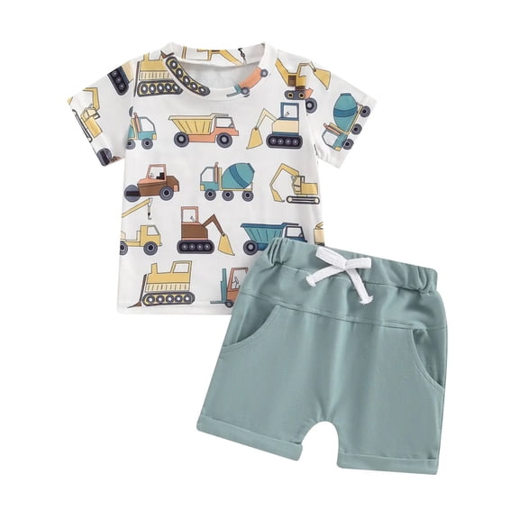 KEXE Toddler Boy Sets Boys 4T Clothes Toddler Baby Boy Summer Clothes T Shirt Elastic Waist Shorts Set 2 Piece Outfit